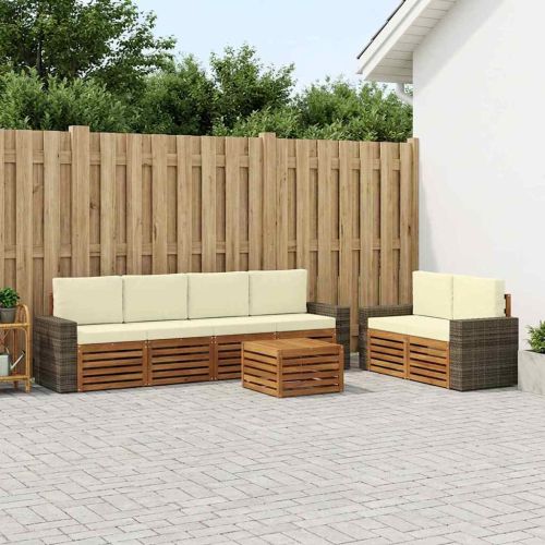 Комплект дивани за открито 7 pcs Натурален и Крема