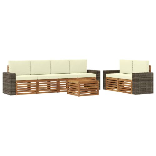 Комплект дивани за открито 7 pcs Натурален и Крема