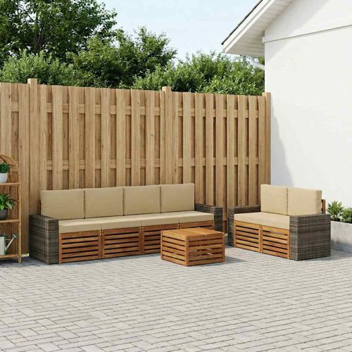 Комплект дивани за открито 7 pcs Натурален и Бежов