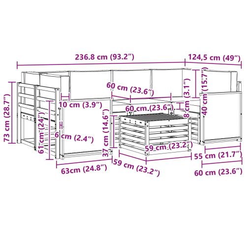Комплект дивани за открито 7 pcs Натурален и Бежов