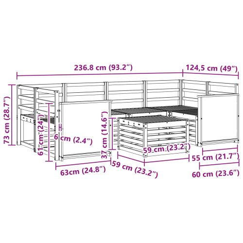 Комплект дивани за открито 7 pcs Натурално