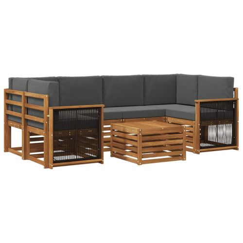 Комплект дивани за открито 7 pcs Натурален и Антрацит