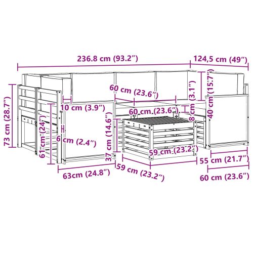Комплект дивани за открито 7 pcs Натурално и светлосиво