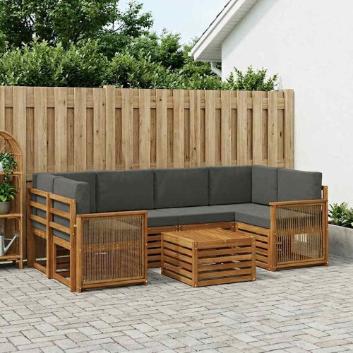 Комплект дивани за открито 7 pcs Натурален и Антрацит