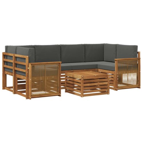 Комплект дивани за открито 7 pcs Натурален и Антрацит