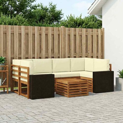 Комплект дивани за открито 7 pcs Натурален и Крема