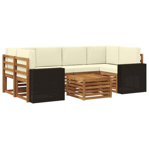 Комплект дивани за открито 7 pcs Натурален и Крема
