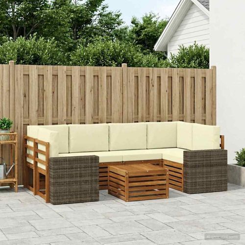 Комплект дивани за открито 7 pcs Натурален и Крема