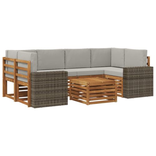 Комплект дивани за открито 7 pcs Натурално и светлосиво