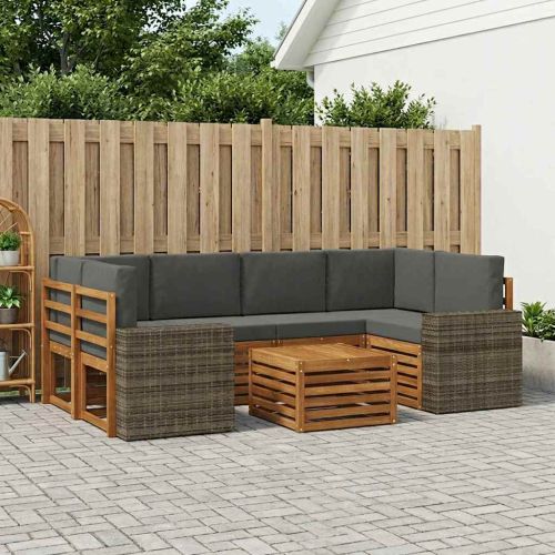 Комплект дивани за открито 7 pcs Натурален и Антрацит