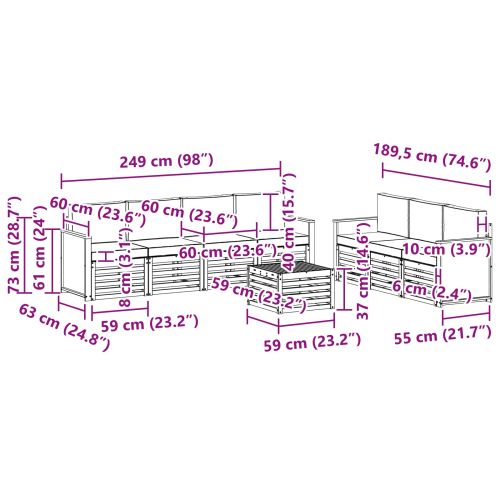 Комплекти дивани с възглавница 8 pcs Солидно акациево дърво