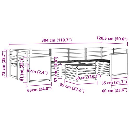 Комплект дивани за открито 8 pcs Натурално