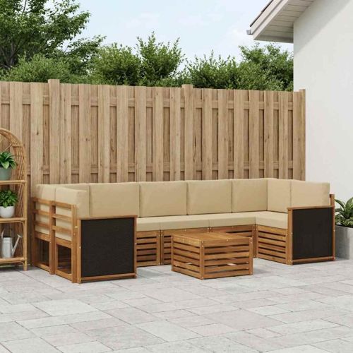 Комплект дивани за открито 8 pcs Натурален и Бежов