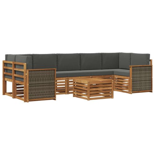 Комплект дивани за открито 8 pcs Натурален и Антрацит
