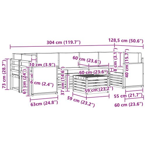 Комплект дивани за открито 8 pcs Натурален и Антрацит