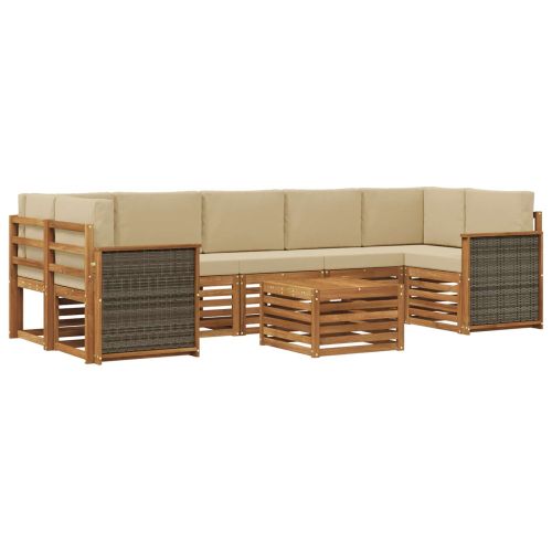 Комплект дивани за открито 8 pcs Натурален и Бежов