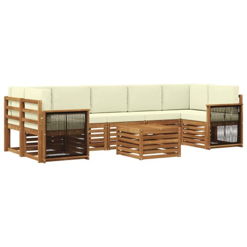 Комплект дивани за открито 8 pcs Натурален и Крема