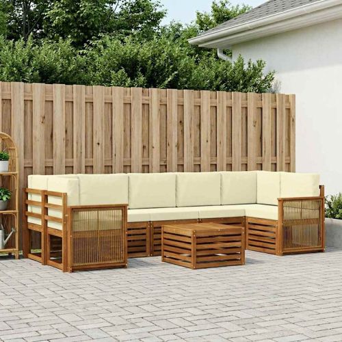 Комплект дивани за открито 8 pcs Натурален и Крема