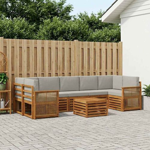 Комплект дивани за открито 8 pcs Натурално и светлосиво