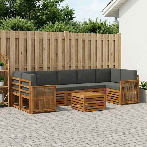 Комплект дивани за открито 8 pcs Натурален и Антрацит