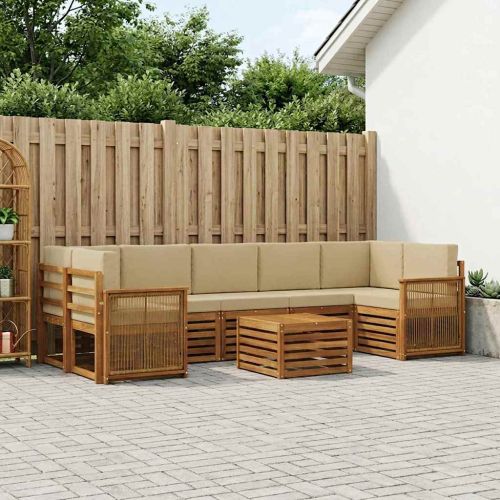 Комплект дивани за открито 8 pcs Натурален и Бежов