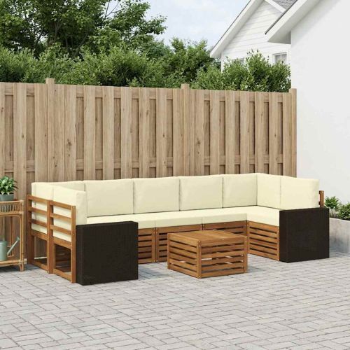 Комплект дивани за открито 8 pcs Натурален и Крема