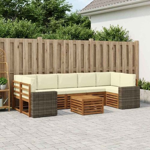 Комплект дивани за открито 8 pcs Натурален и Крема