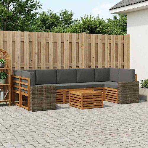 Комплект дивани за открито 8 pcs Натурален и Антрацит