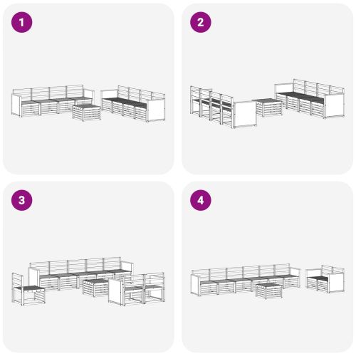 Комплекти дивани 9 pcs Солидно акациево дърво
