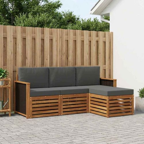 Комплект дивани за открито 4 pcs Натурален и Антрацит