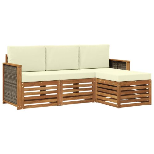Комплект дивани за открито 4 pcs Натурален и Крема