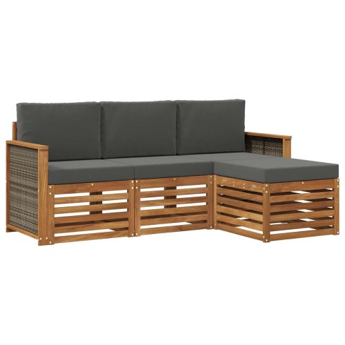 Комплект дивани за открито 4 pcs Натурален и Антрацит