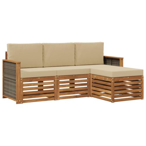 Комплект дивани за открито 4 pcs Натурален и Бежов