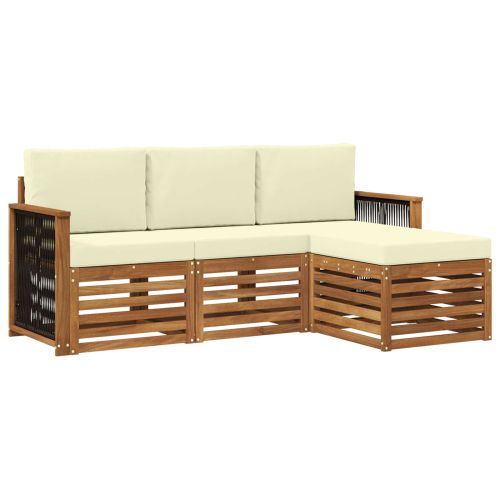 Комплект дивани за открито 4 pcs Натурален и Крема
