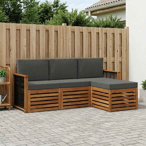 Комплект дивани за открито 4 pcs Натурален и Антрацит