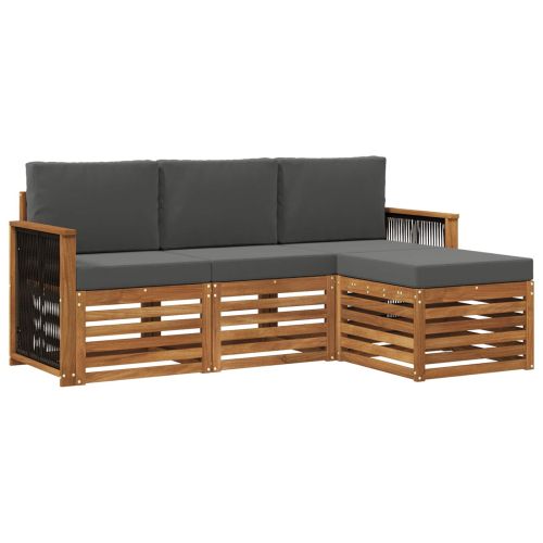 Комплект дивани за открито 4 pcs Натурален и Антрацит