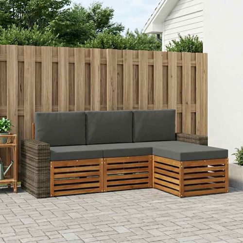 Комплект дивани за открито 4 pcs Натурален и Антрацит