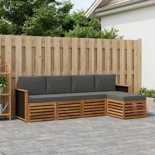 Комплект дивани за открито 5 pcs Натурален и Антрацит