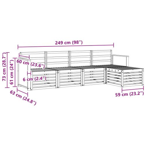 Комплект дивани за открито 5 pcs Натурално
