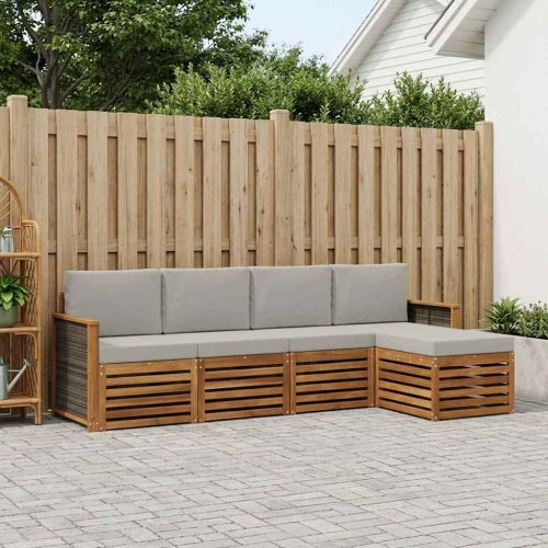 Комплект дивани за открито 5 pcs Натурално и светлосиво