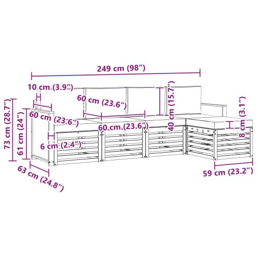 Комплект дивани за открито 5 pcs Натурално и светлосиво
