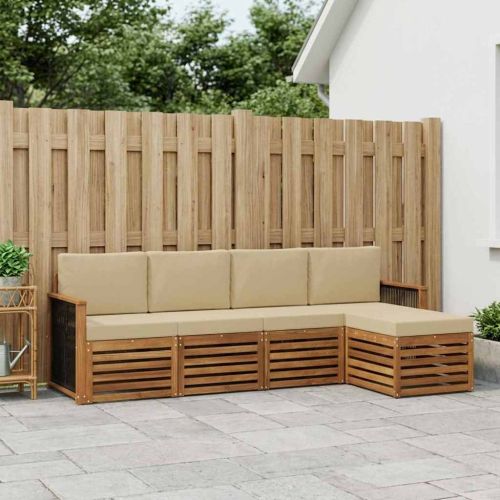 Комплект дивани за открито 5 pcs Натурален и Бежов