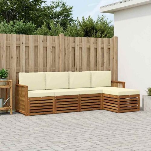 Комплект дивани за открито 5 pcs Натурален и Крема