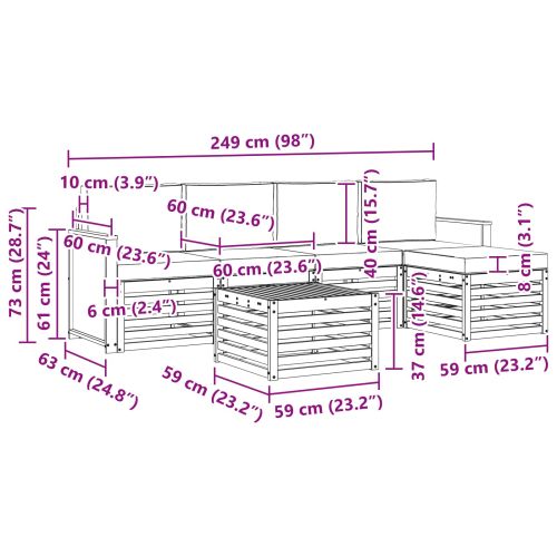 Комплект дивани за открито 6 pcs Натурален и Антрацит
