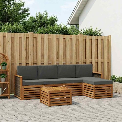 Комплект дивани за открито 6 pcs Натурален и Антрацит