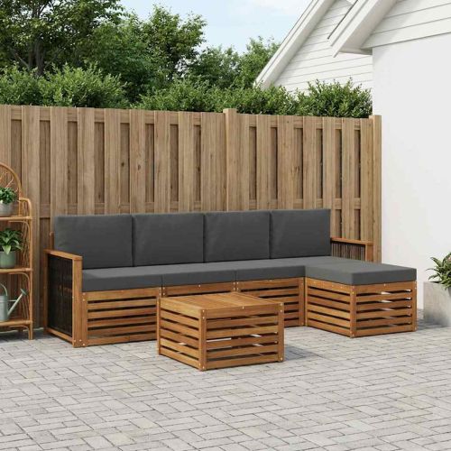 Комплект дивани за открито 6 pcs Натурален и Антрацит