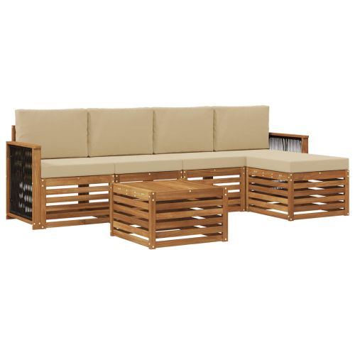 Комплект дивани за открито 6 pcs Натурален и Бежов