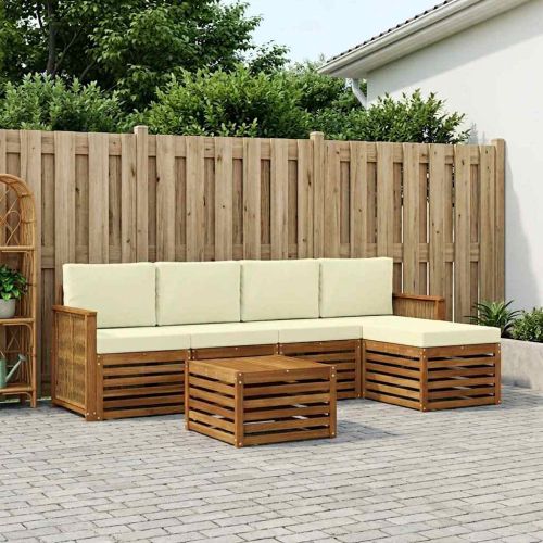 Комплект дивани за открито 6 pcs Натурален и Крема