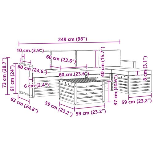Комплект дивани за открито 6 pcs Натурален и Крема