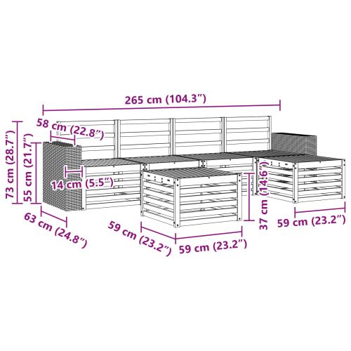 Комплект дивани за открито 6 pcs Натурално